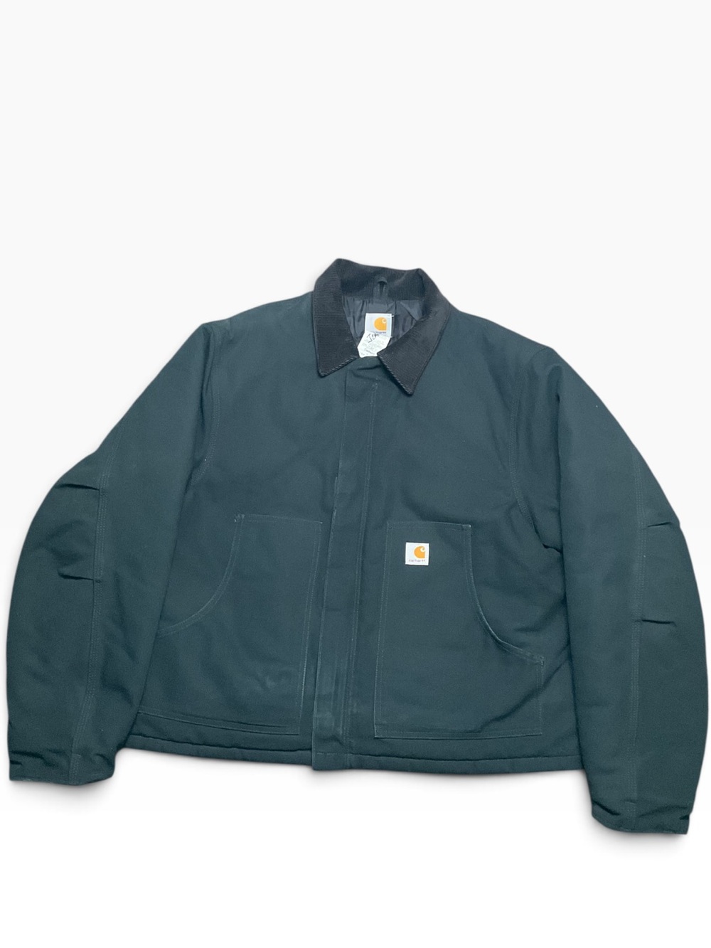 Carhartt Men's Work Jacket with Corduroy Collar Black Size 46R EUC